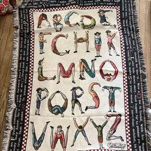 Vintage Colonial Williamsburg Alphabet Throw “Hotch Potch”